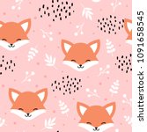 Cute Fox Seamless Pattern  Wolf ...