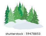 Pine Trees On A Snowy Day Vector