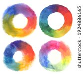 watercolor set of color wheels... | Shutterstock . vector #1924886165