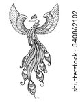 phoenix bird emblem drawn in... | Shutterstock .eps vector #340862102