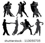 tango dancers silhouette on...