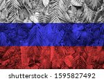 russia flag depicted on many... | Shutterstock . vector #1595827492