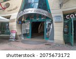 Small photo of Sopot, Poland - August 1, 2021: Entrance to Krzywy Domek (crooked house).