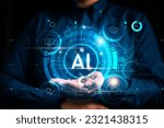 ai, technology, business, unit, training, artificial intelligence, hardware, innovation, device, intelligence. in businessman hold the artificial intelligence technology control processor system hud.