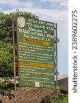 Small photo of MAGO, ETHIOPIA - FEBRUARY 6, 2020: Sign welcome to Mago National Park, Ethiopia