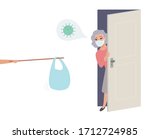 senior lady peaking out from... | Shutterstock .eps vector #1712724985
