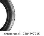 Small photo of Numbers and characters on automotive tyre sidewalls , car tyre isolated on white background with copy space , Automotive part concept