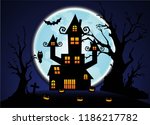 halloween night blue sky and... | Shutterstock .eps vector #1186217782