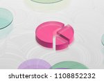 pink pie chart glass icon on... | Shutterstock . vector #1108852232