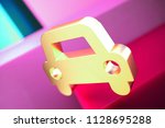 car icon on the candy magenta... | Shutterstock . vector #1128695288