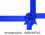single gift bow of blue color ... | Shutterstock . vector #668434762