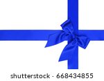 single gift bow of blue color ... | Shutterstock . vector #668434855