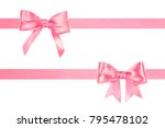 two satin pink ribbon bows with ... | Shutterstock . vector #795478102