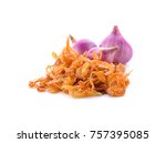 Fried onions and onions on a white background.