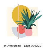 plant illustration. potted... | Shutterstock .eps vector #1305304222