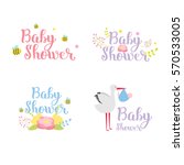 baby shower badge vector set.... | Shutterstock .eps vector #570533005