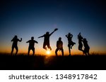 silhouettes group of people on  ... | Shutterstock . vector #1348917842