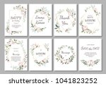set of card with flower rose ... | Shutterstock .eps vector #1041823252