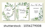 set of card with forest leaves. ... | Shutterstock .eps vector #1056279008