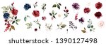 set watercolor elements of... | Shutterstock . vector #1390127498
