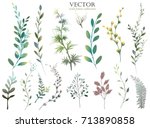 vector big set watercolor... | Shutterstock .eps vector #713890858