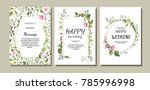  botanic card with wild flowers ... | Shutterstock .eps vector #785996998