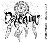 lettering 'dream' and boho art... | Shutterstock .eps vector #1820573615