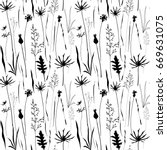 vector floral seamless pattern... | Shutterstock .eps vector #669631075