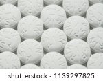 Macro shot of white aspirin pills