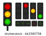 set of led traffic lights with...