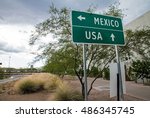 Signpost at the us mexican...