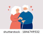 elderly couple hold with hands. ... | Shutterstock .eps vector #1846749532