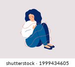 sad woman surrounding sharp... | Shutterstock .eps vector #1999434605