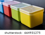 Close up colorful plastic box
