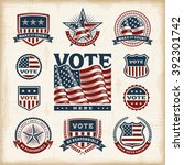 vintage usa election labels and ... | Shutterstock . vector #392301742