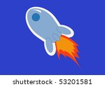 cool cartoon space rocket | Shutterstock .eps vector #53201581