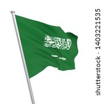 saudi arabia flag blowing in... | Shutterstock . vector #1403221535