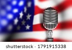 usa flag with mic. public... | Shutterstock .eps vector #1791915338