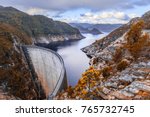 Landscape of Gordon Dam and lake in Tasmania, Australia