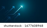 glow up arrows circuit on dark... | Shutterstock .eps vector #1677608968
