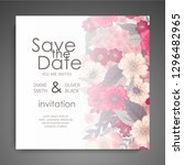 wedding card with flower rose ... | Shutterstock .eps vector #1296482965
