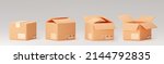 3d cardboard box icon set... | Shutterstock .eps vector #2144792835
