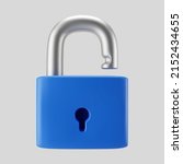 3d blue unlocked padlock icon... | Shutterstock .eps vector #2152434655