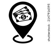 black cash location pin icon... | Shutterstock . vector #2147916595