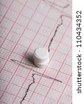 Small photo of Cardiogram and nitroglycerin, the concept for strokes and heart attacks