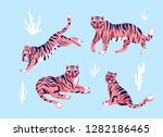 set with tigers in different... | Shutterstock .eps vector #1282186465