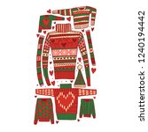 set of doodle christmas jampers.... | Shutterstock .eps vector #1240194442