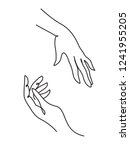 two hands line art. minimalist... | Shutterstock .eps vector #1241955205