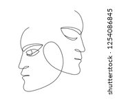 abstract faces one line drawing.... | Shutterstock .eps vector #1254086845