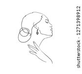abstract face one line drawing. ... | Shutterstock .eps vector #1271398912